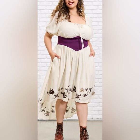 NWT Her Universe Pirates of the  Caribbean short sleeve midi hi low dress 3X - Picture 1 of 8